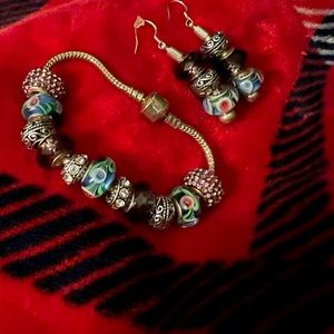 925 Charm Bracelet & Earrings Set